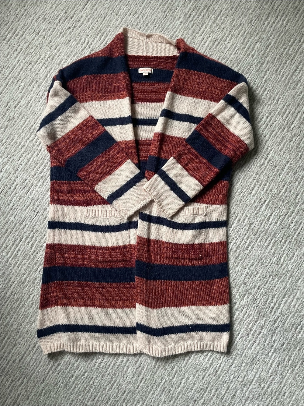 Knox Rose Striped Cardigan in Rust, Navy & Cream